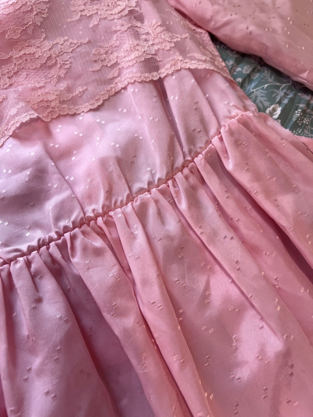 Vtg 80s Arlene Airess Pink Lace Party Dress ILGWU Made in USA 7 - Picture 3 of 7